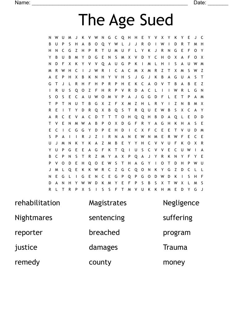 The Age Sued Word Search
