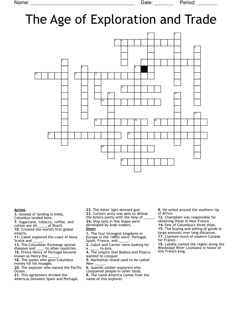The Age of Exploration and Trade Crossword
