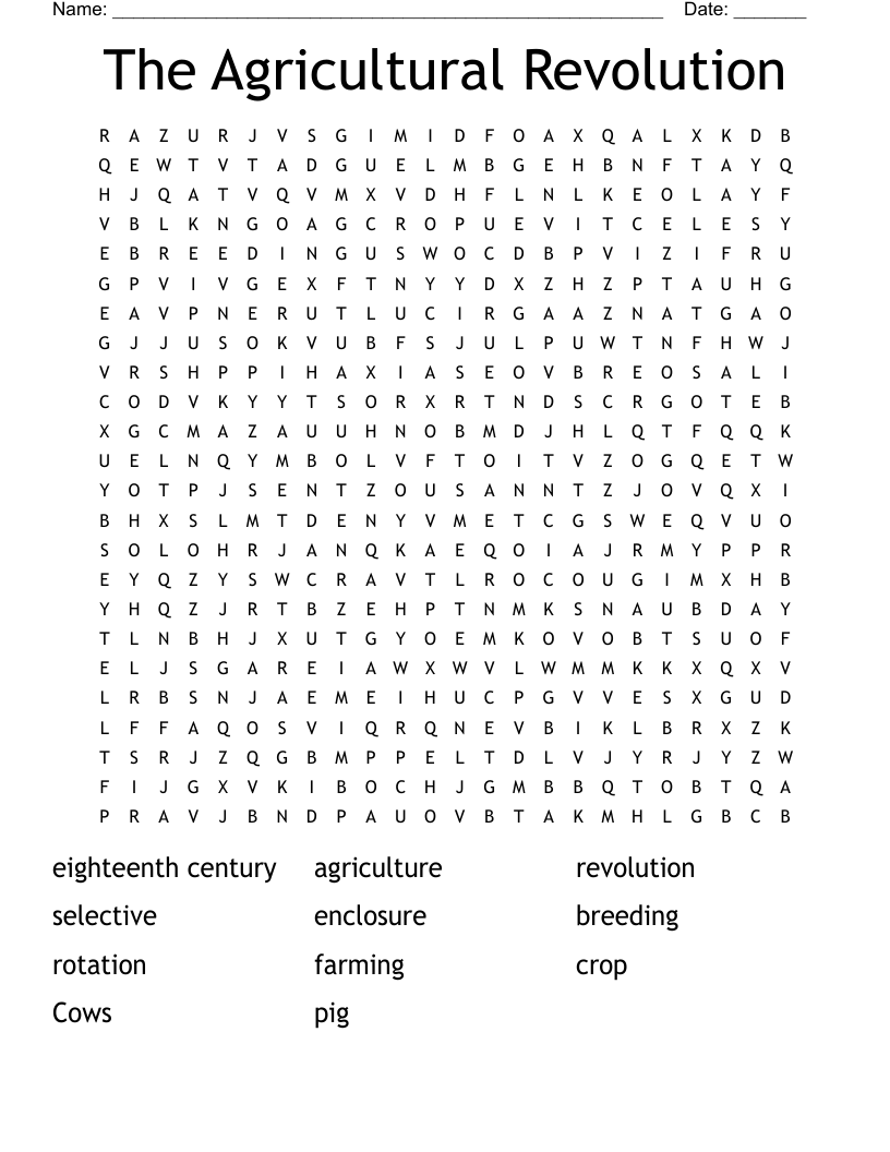 The Agricultural Revolution Word Search
