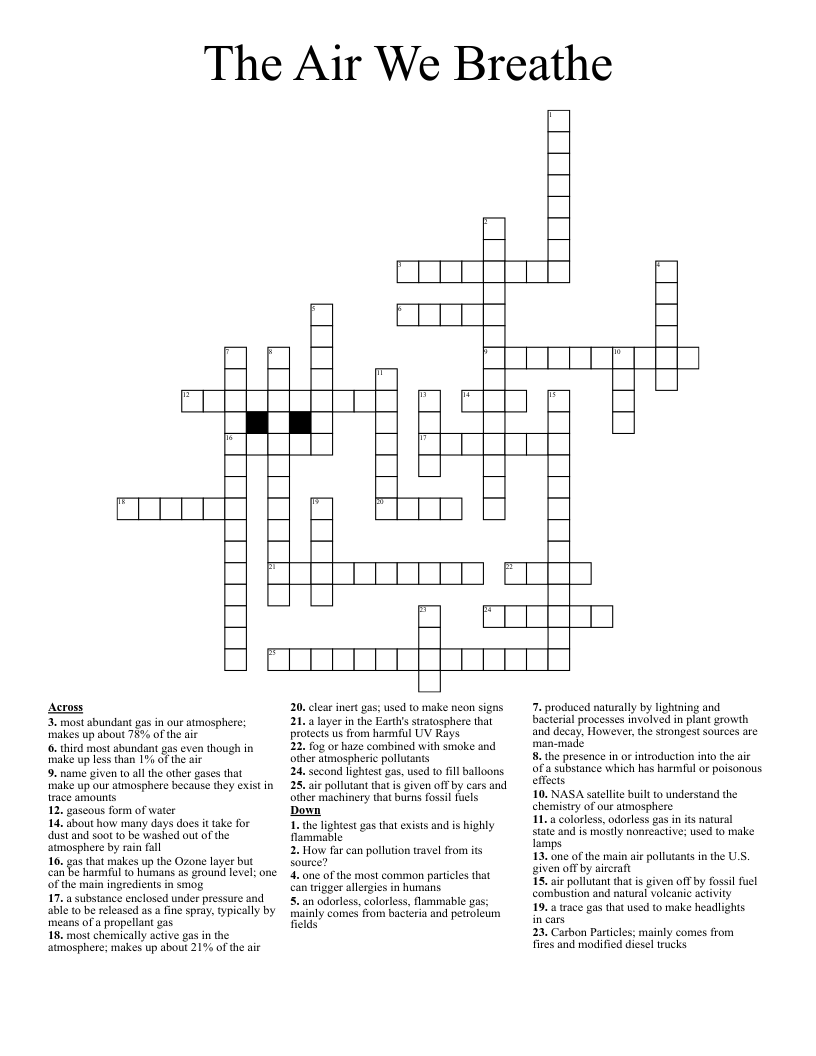 The Air We Breathe Crossword