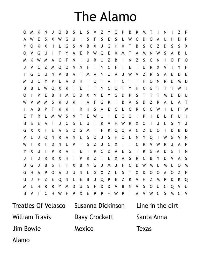 The Alamo Word Search