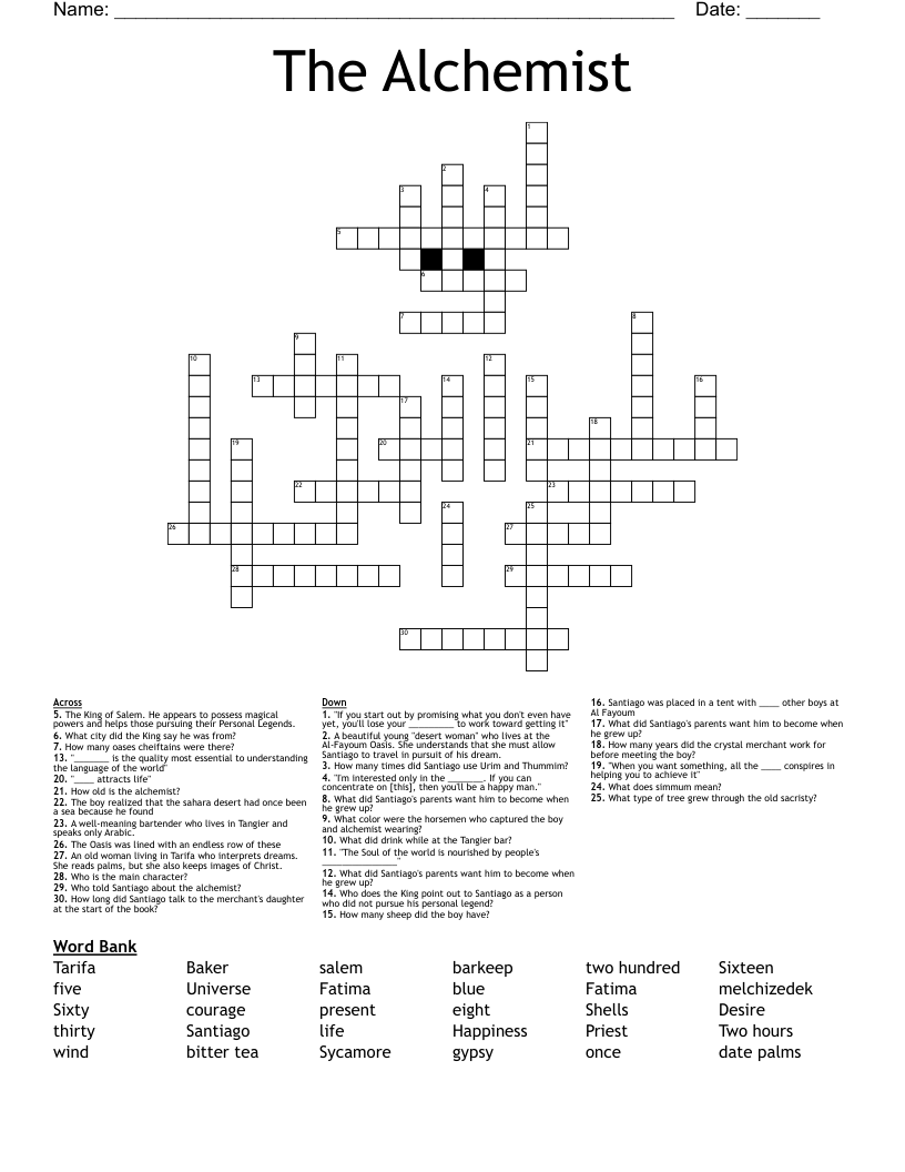 The Alchemist Crossword