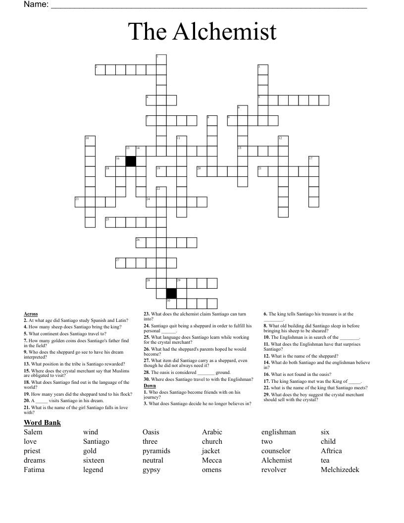 The Alchemist Crossword