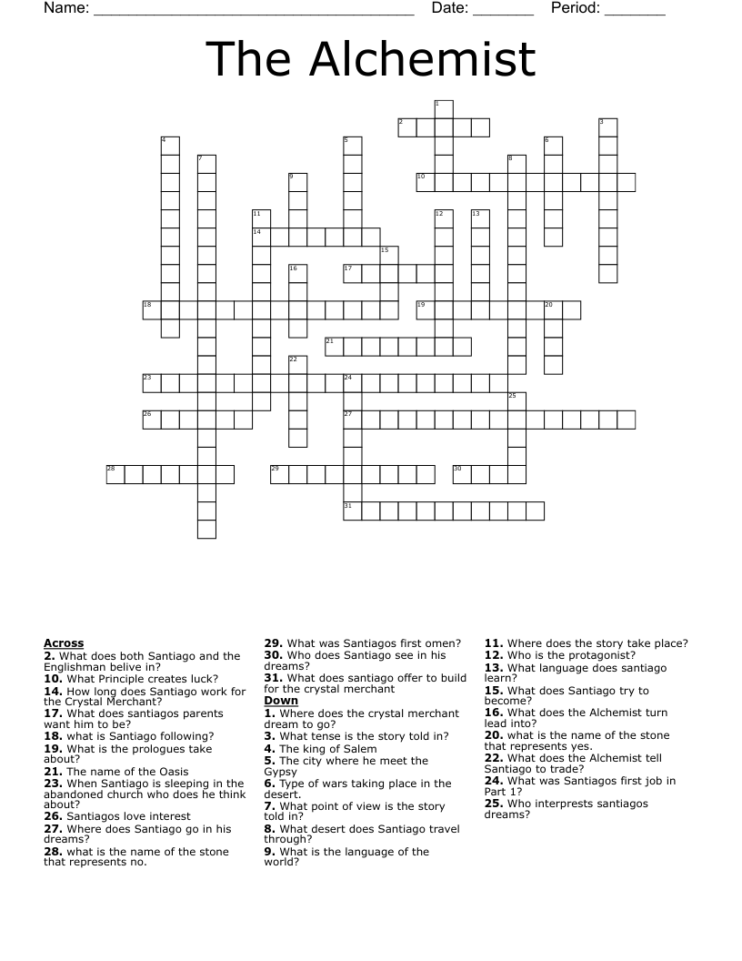 The Alchemist Crossword