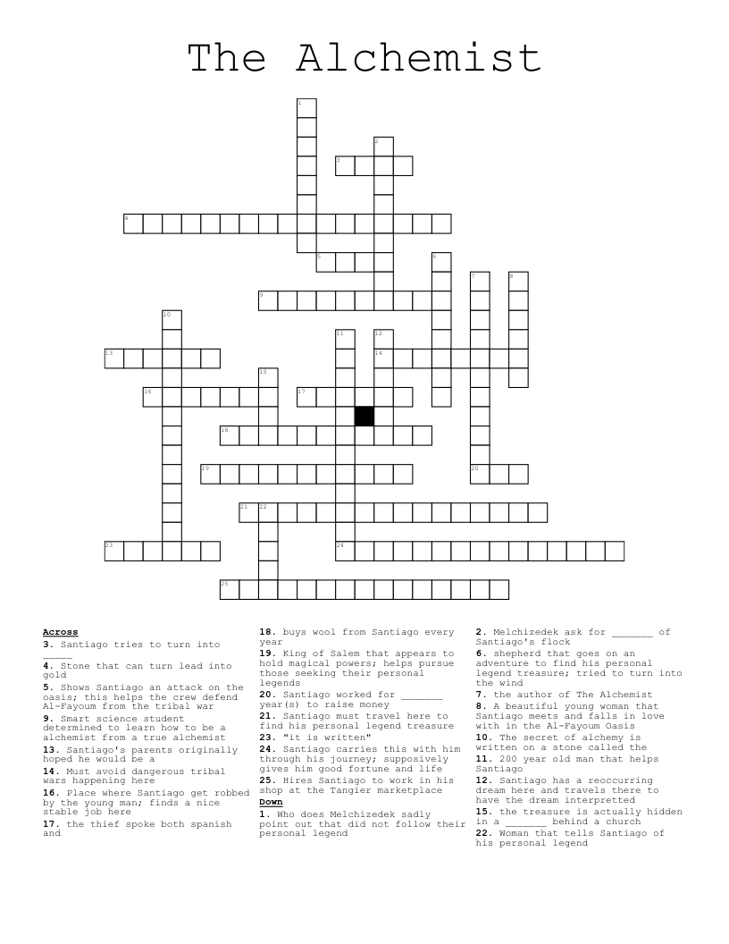 The Alchemist Crossword