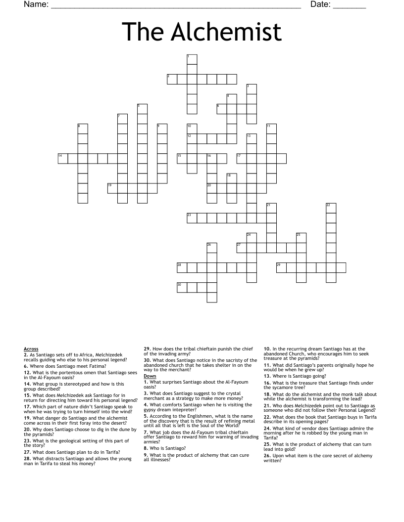 The Alchemist  Crossword