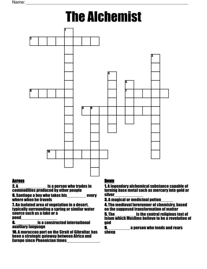 The Alchemist  Crossword
