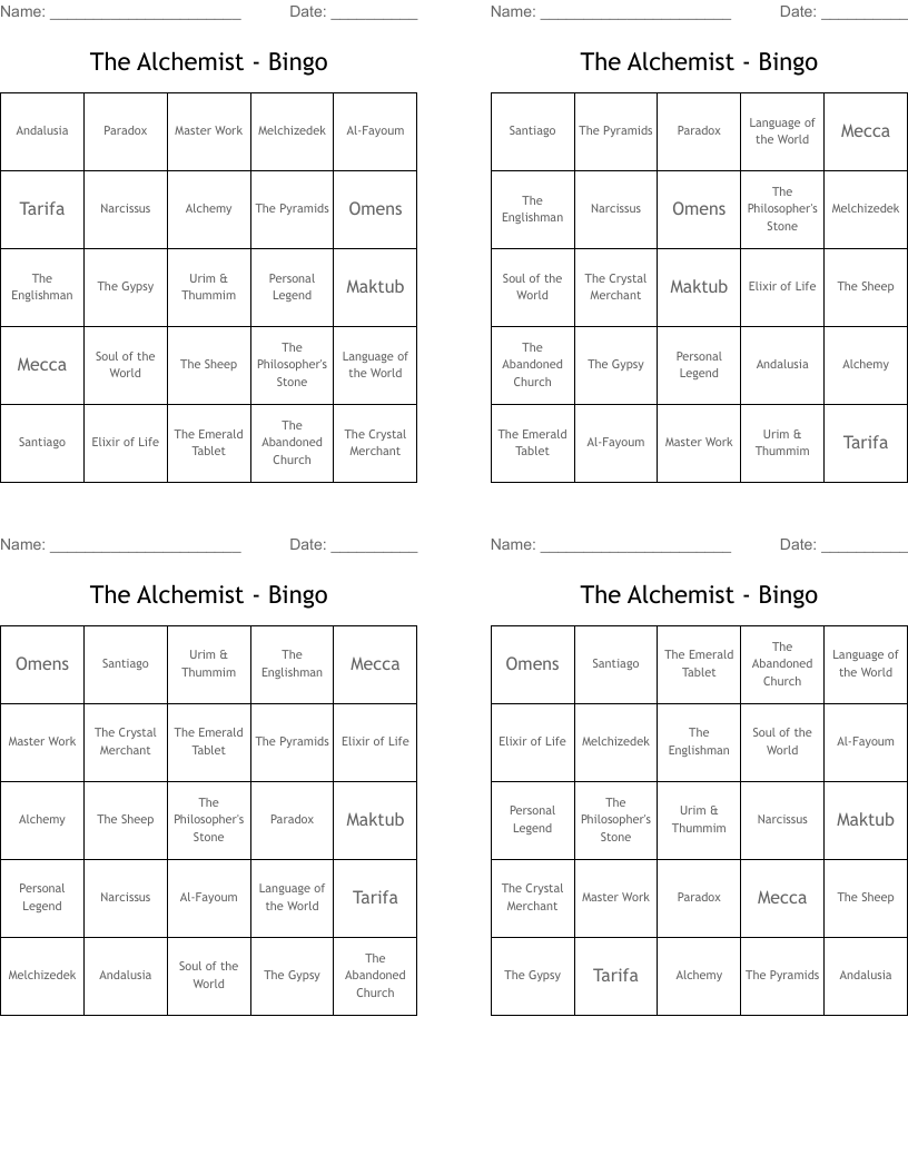 The Alchemist - Bingo