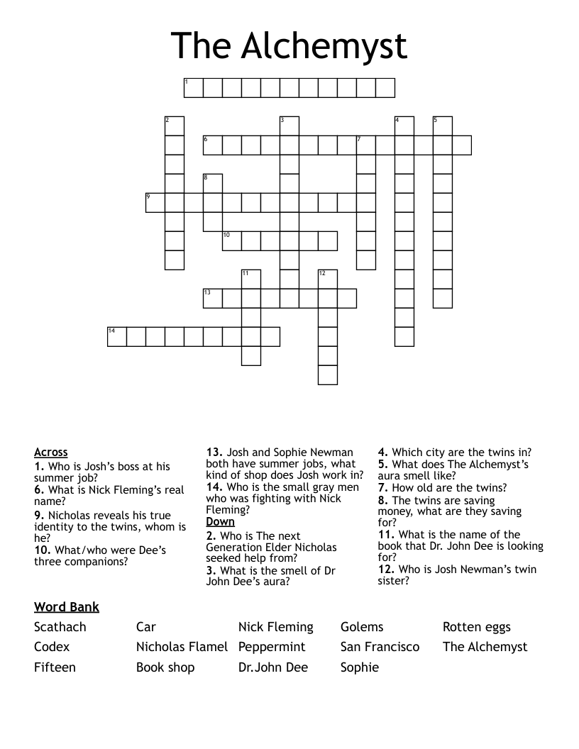 The Alchemyst  Crossword