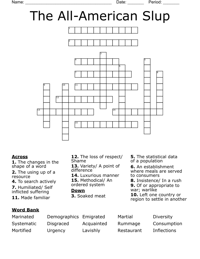 The All-American Slup Crossword