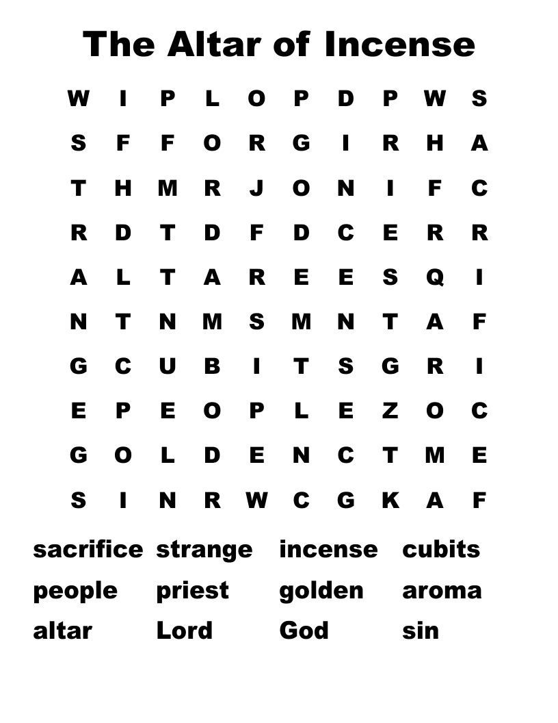 The Altar of Incense Word Search