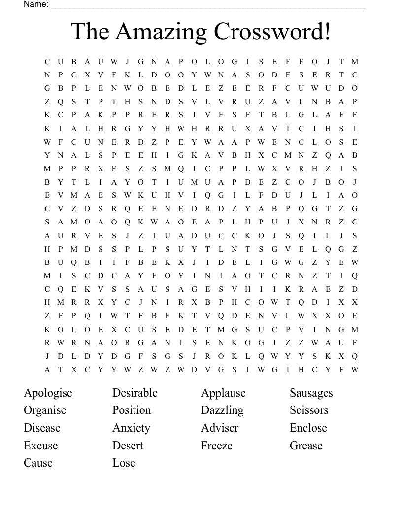 The Amazing Crossword!  Word Search