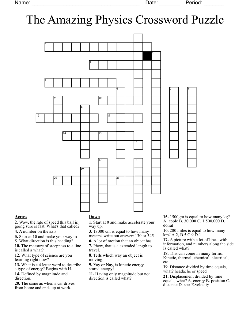 The Amazing Physics Crossword Puzzle