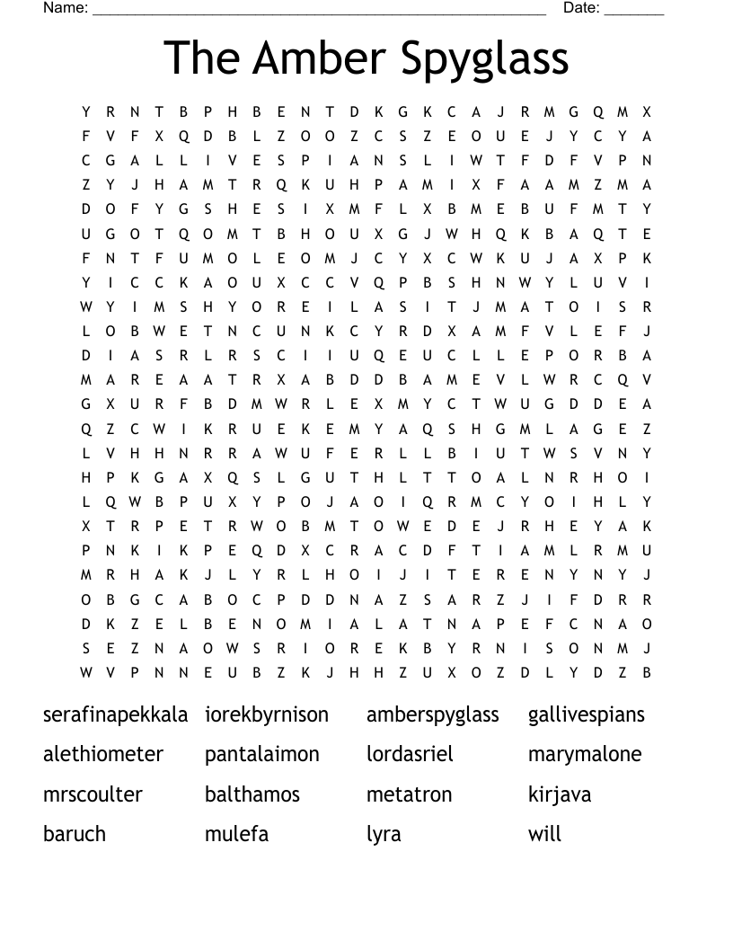 The Amber Spyglass Word Search