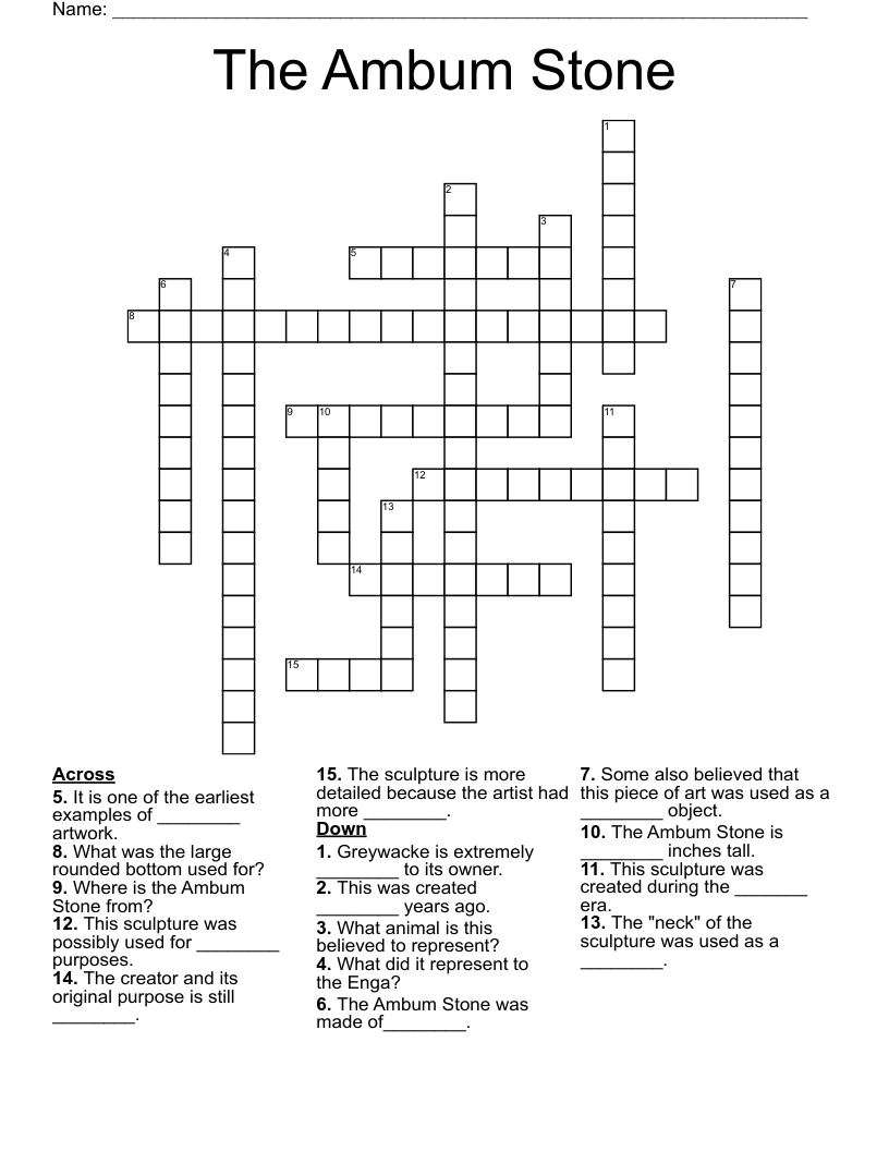 The Ambum Stone Crossword