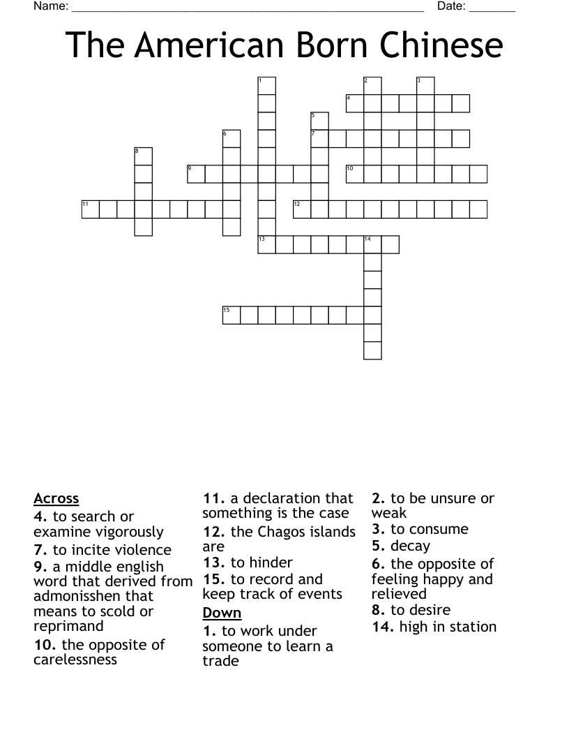 The American Born Chinese Crossword