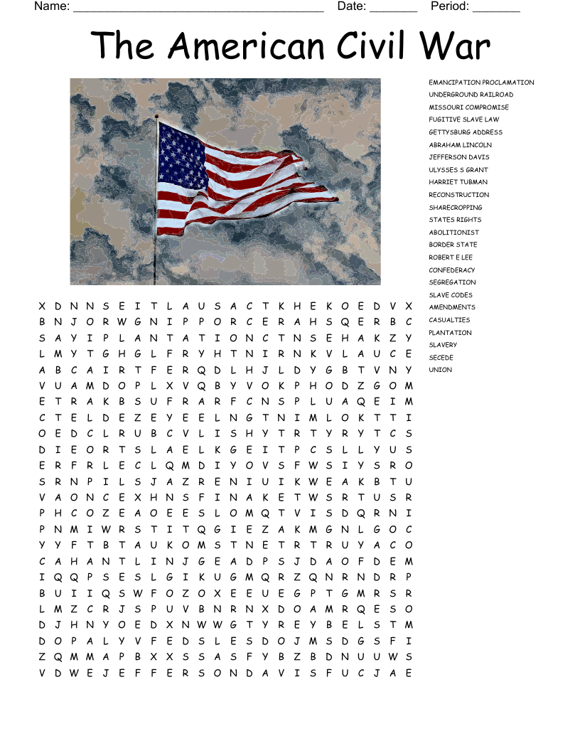 The American Civil War Word Search