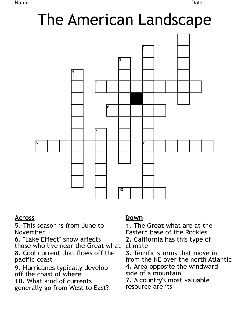 The American Landscape Crossword