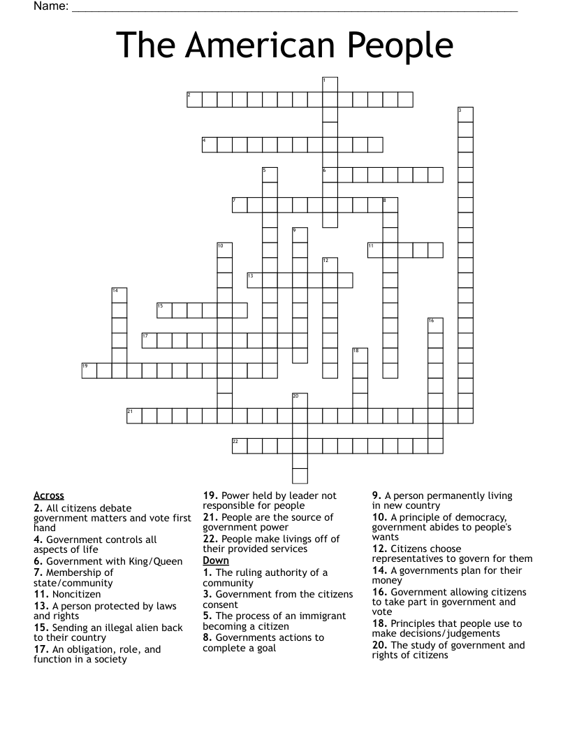 The American People Crossword