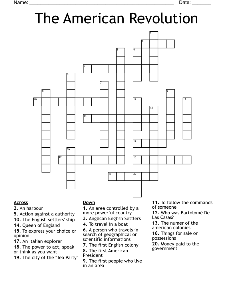 The American Revolution Crossword