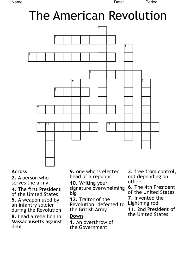 The American Revolution Crossword