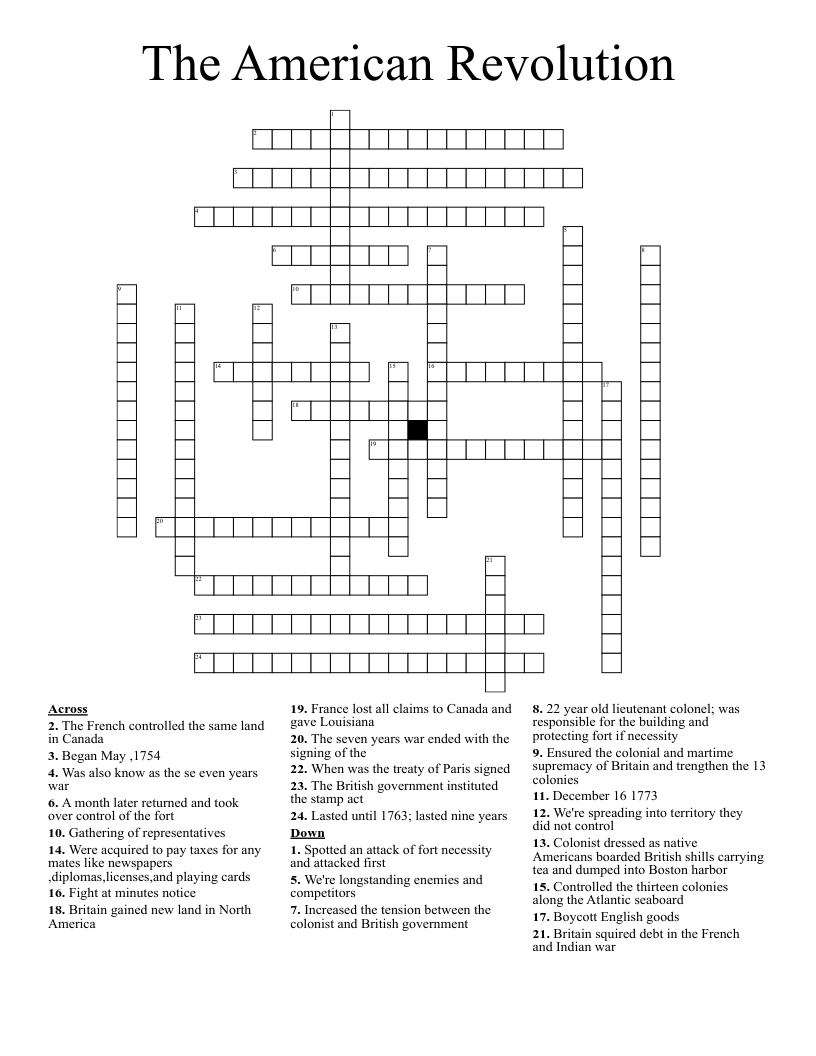 The American Revolution Crossword