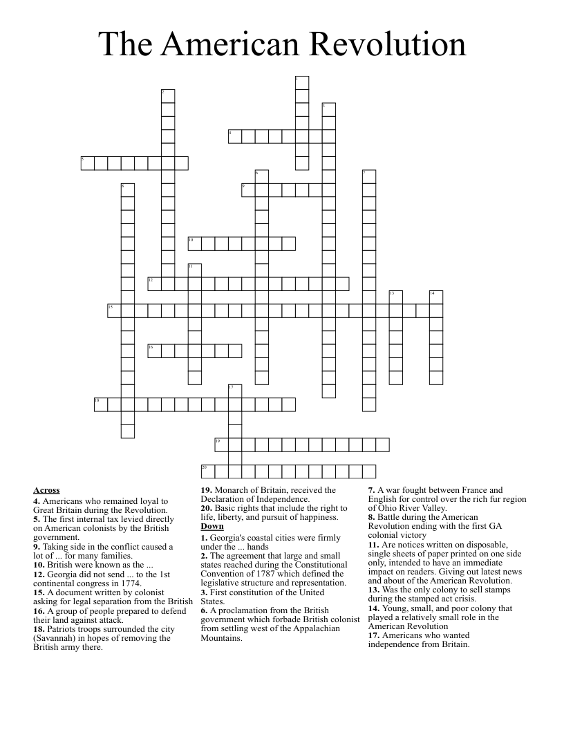 The American Revolution Crossword