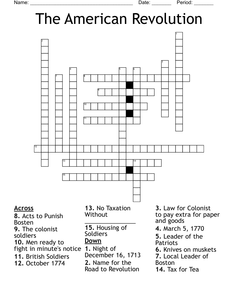 The American Revolution Crossword