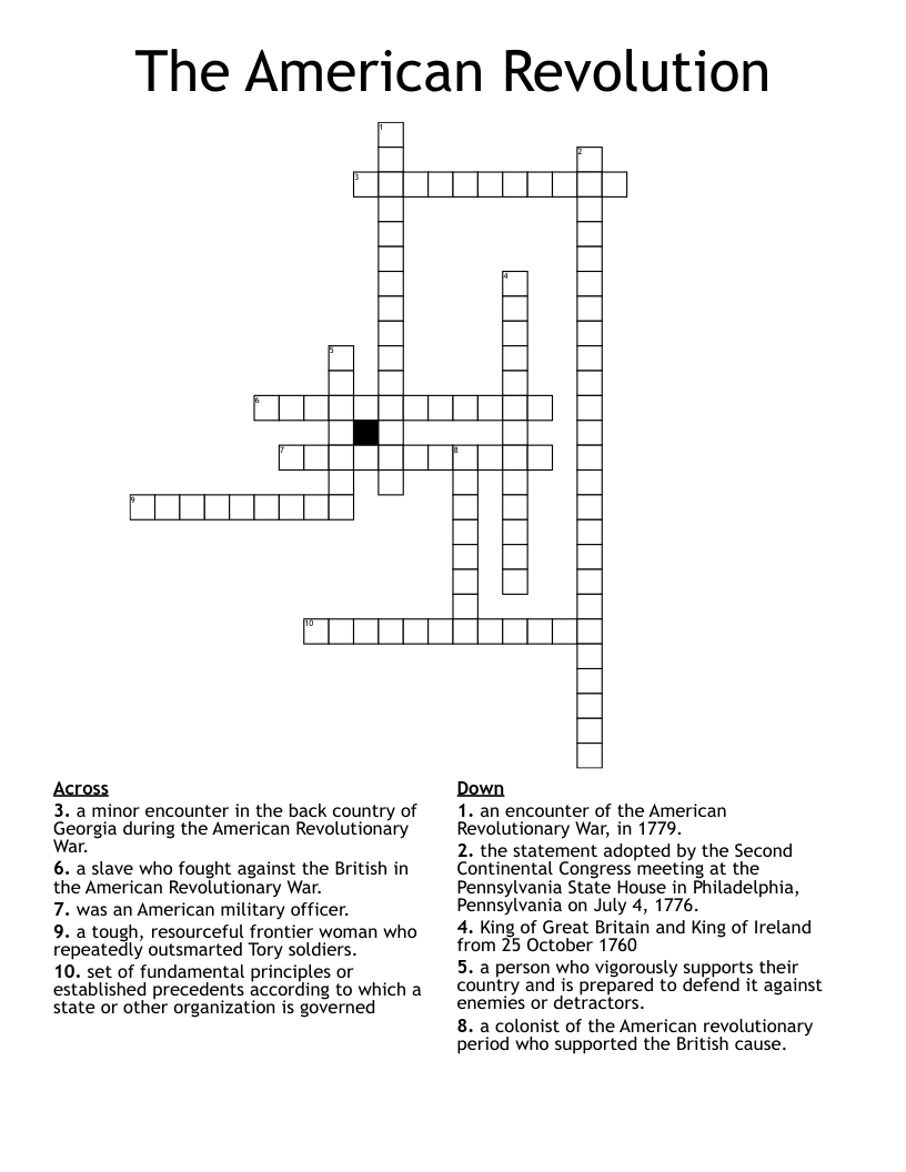 The American Revolution Crossword