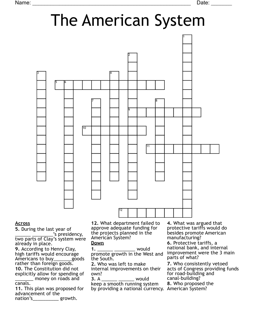 The American System  Crossword