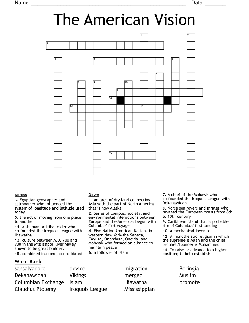The American Vision Crossword