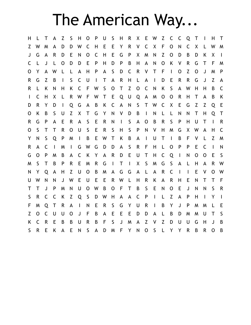 The American Way... Word Search