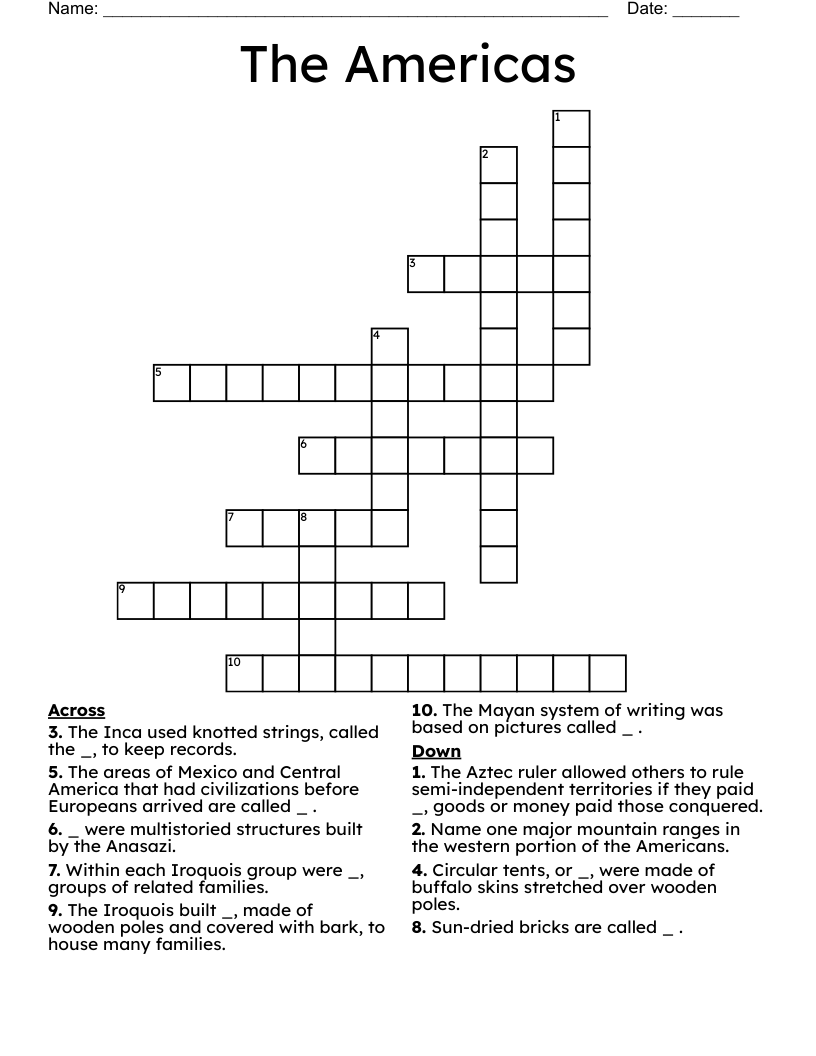 The Americas Crossword