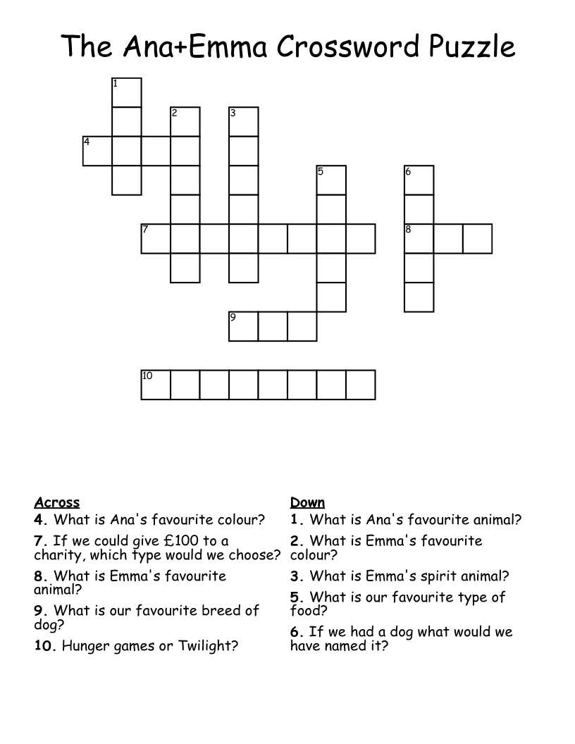The Ana+Emma Crossword Puzzle