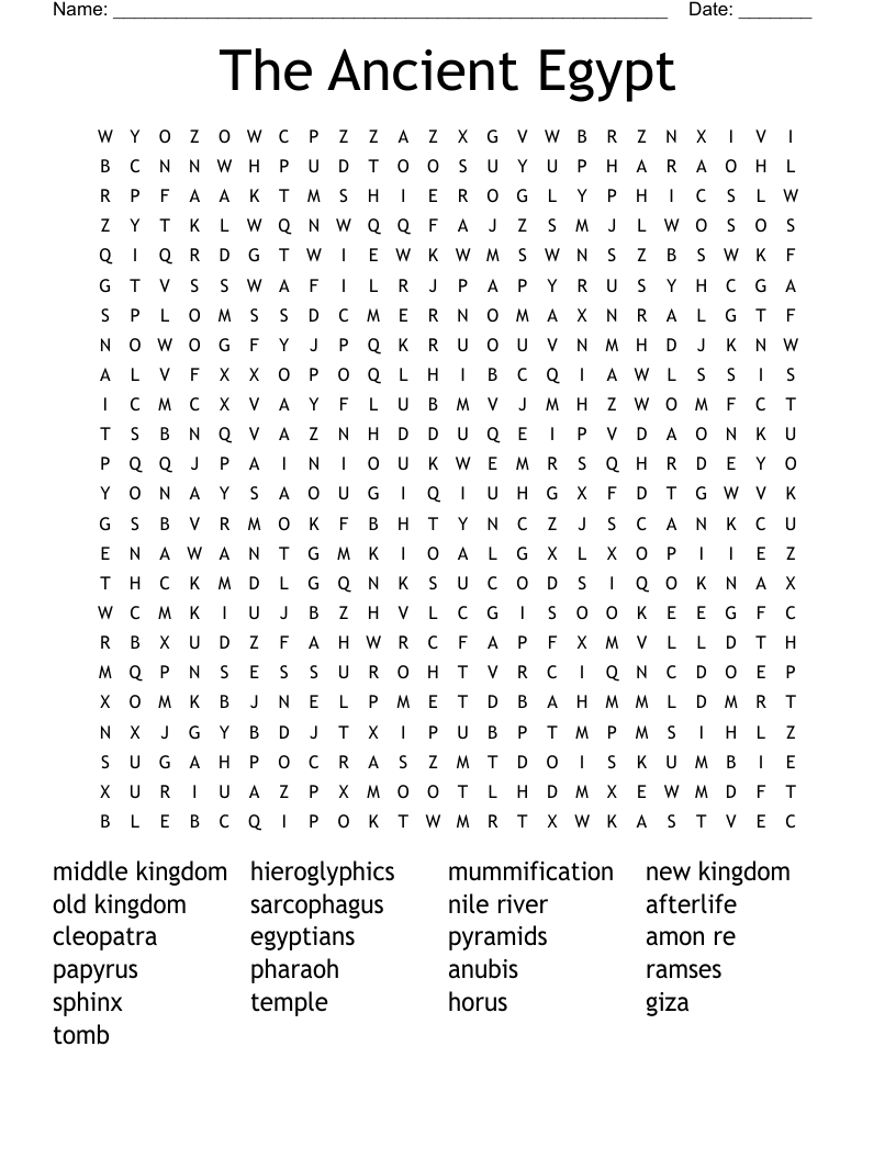 The Ancient Egypt Word Search