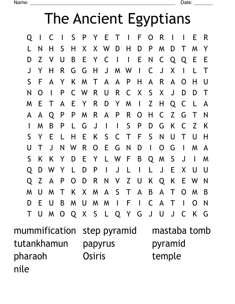 The Ancient Egyptians Word Search