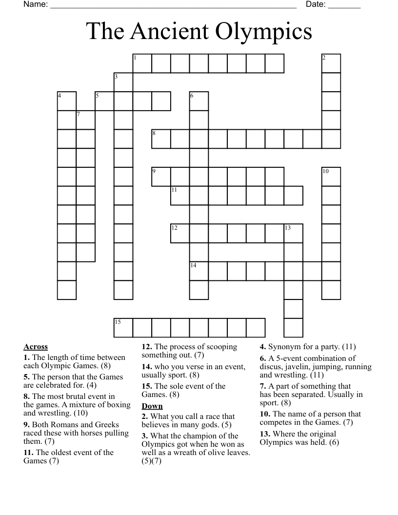 The Ancient Olympics Crossword