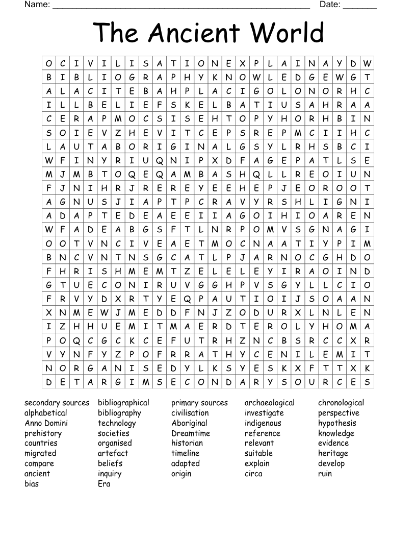 The Ancient World Word Search