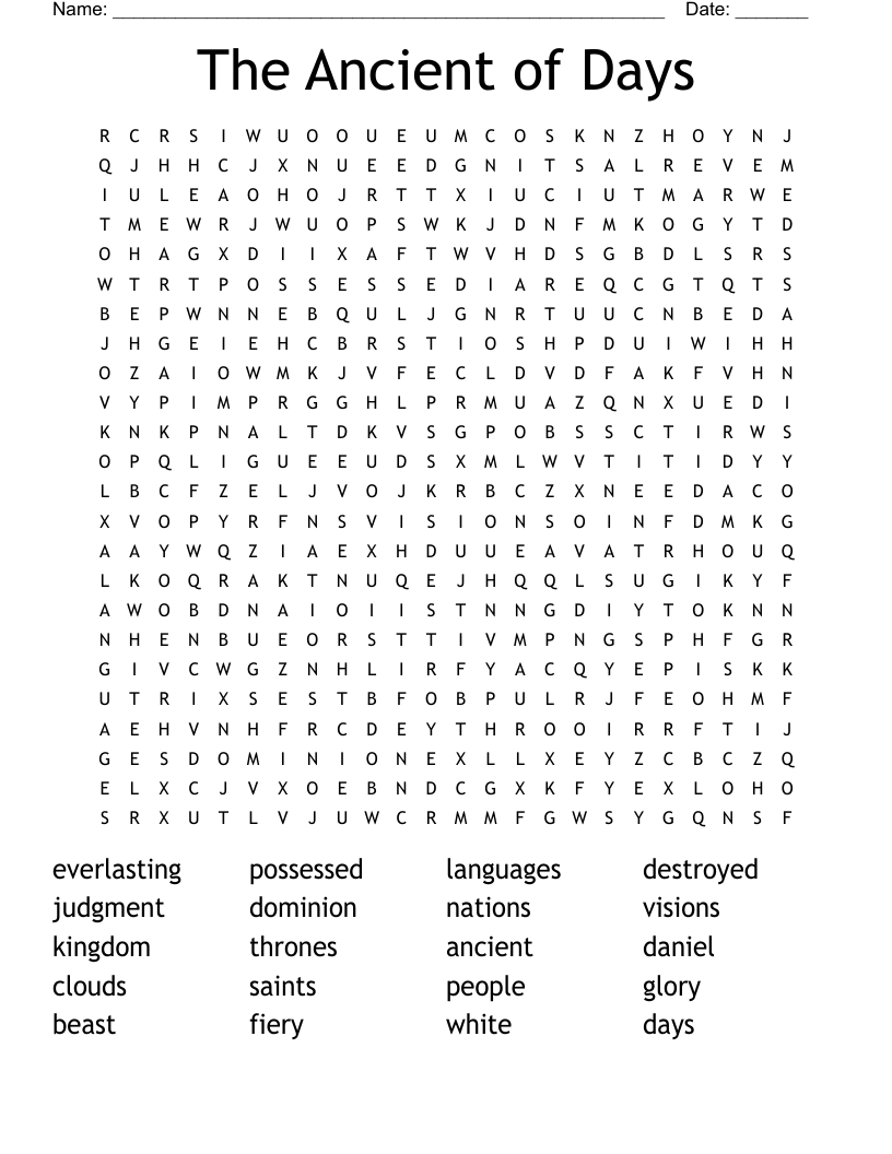 The Ancient of Days Word Search