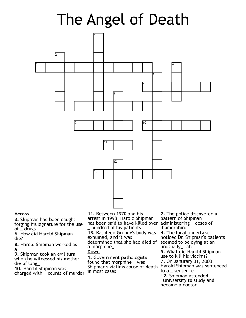 The Angel of Death Crossword