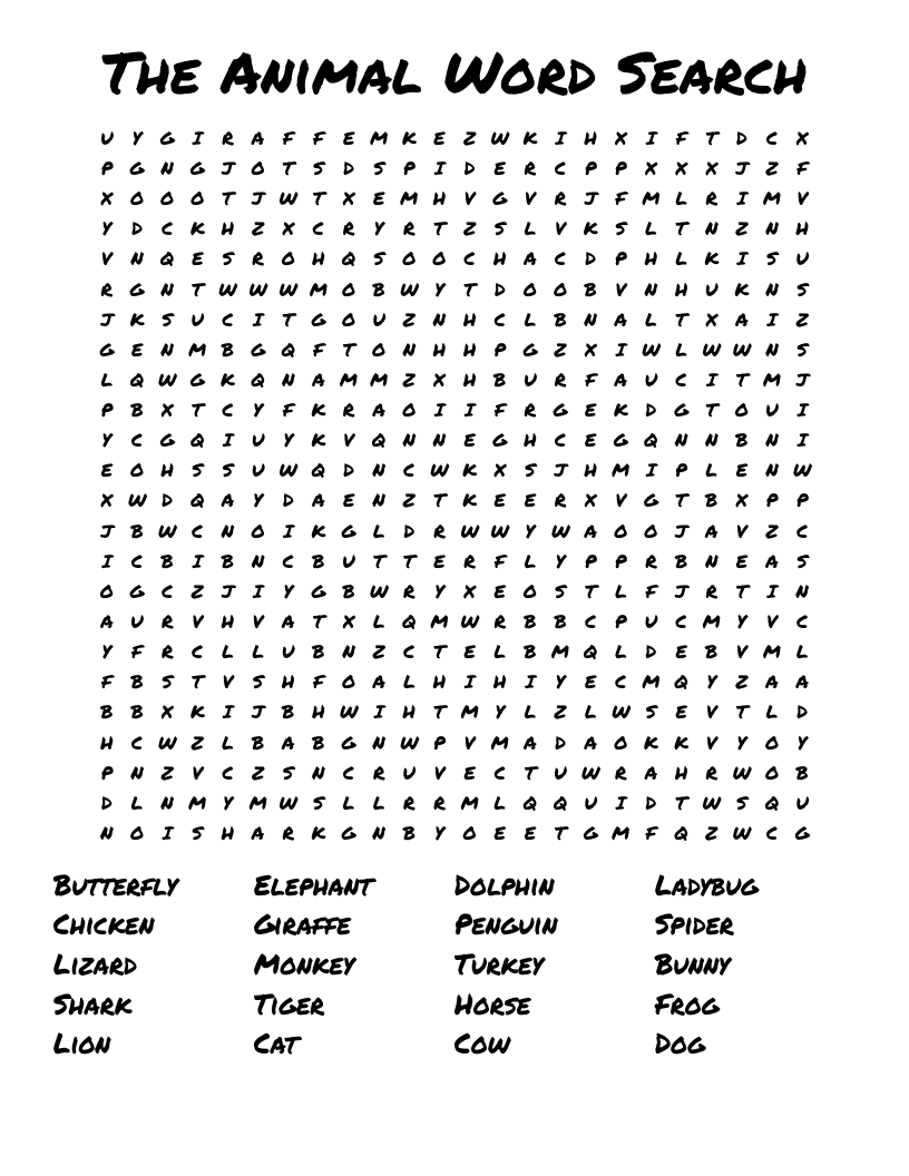 The Animal Word Search