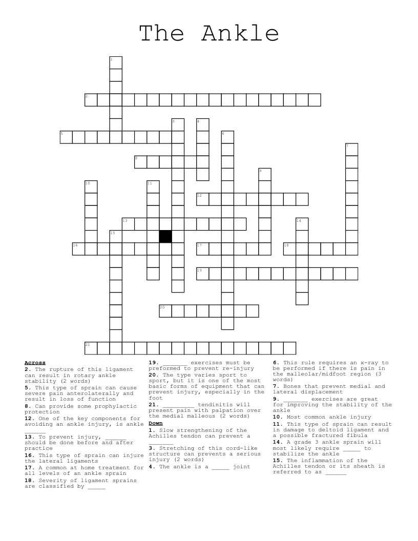 The Ankle Crossword