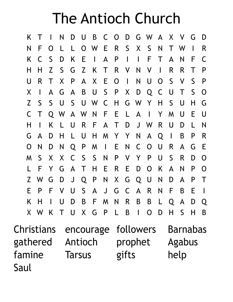 The Antioch Church Word Search