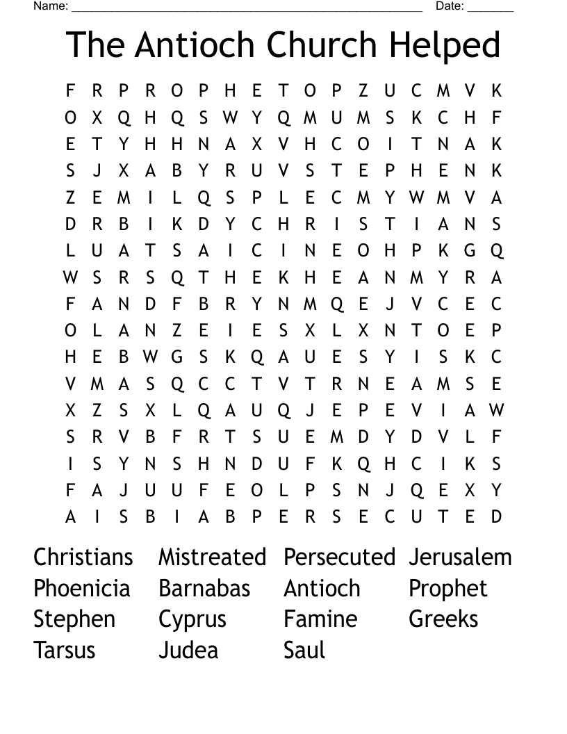 The Antioch Church Helped Word Search