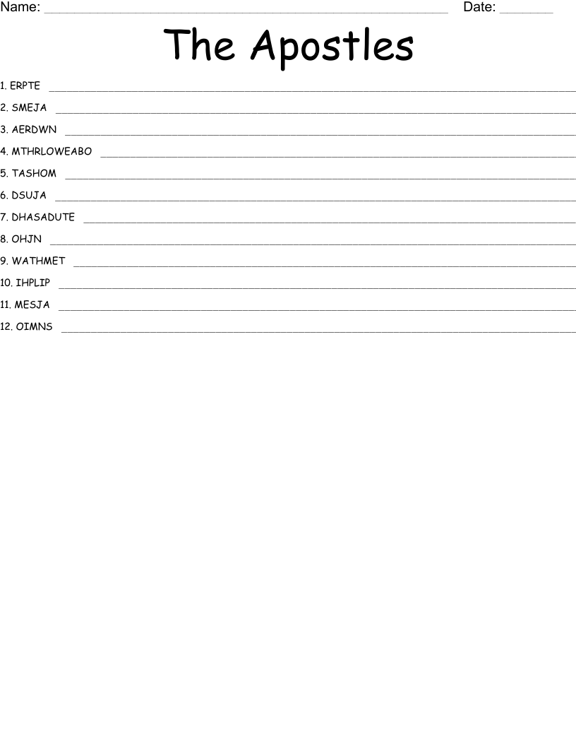 The Apostles Word Scramble