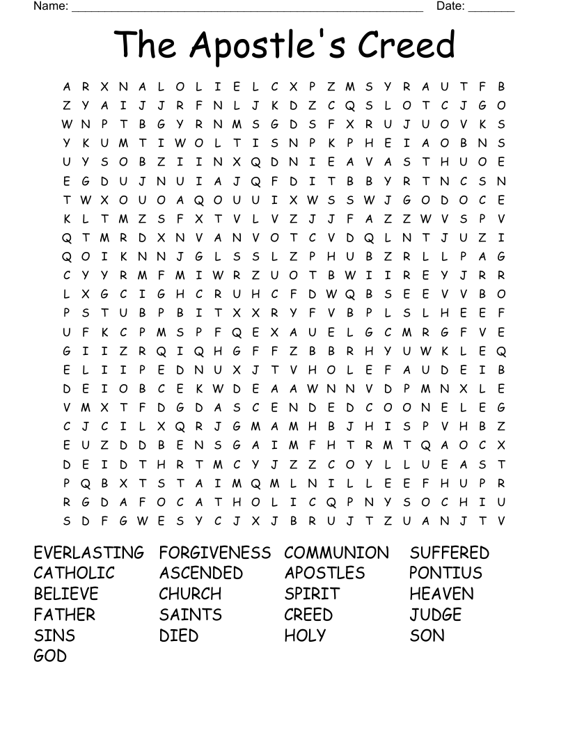 The Apostle's Creed Word Search