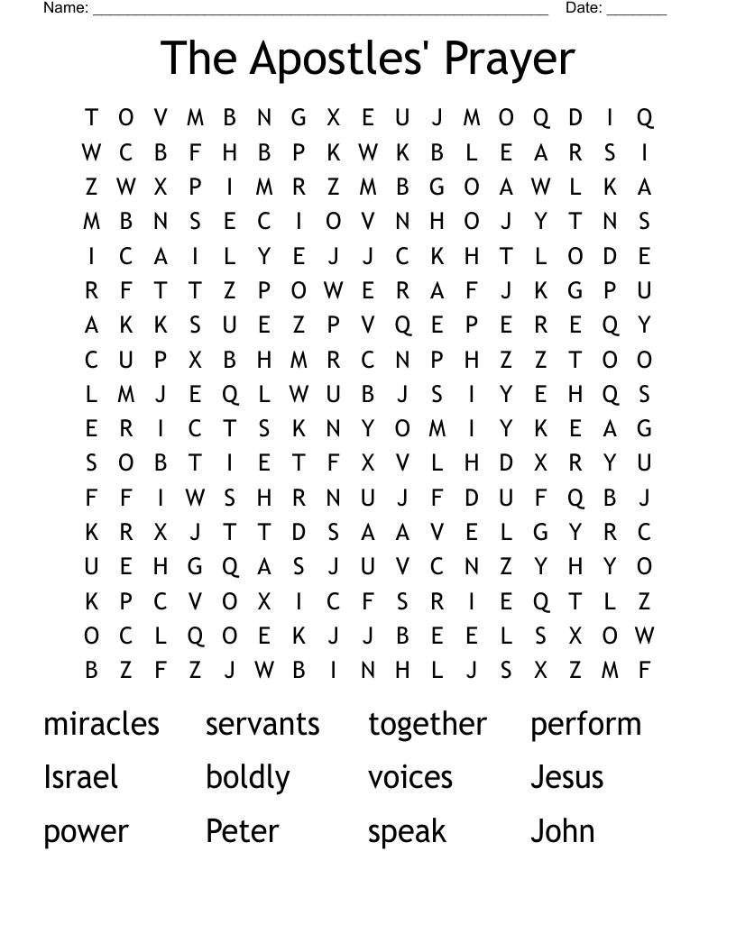 The Apostles' Prayer Word Search