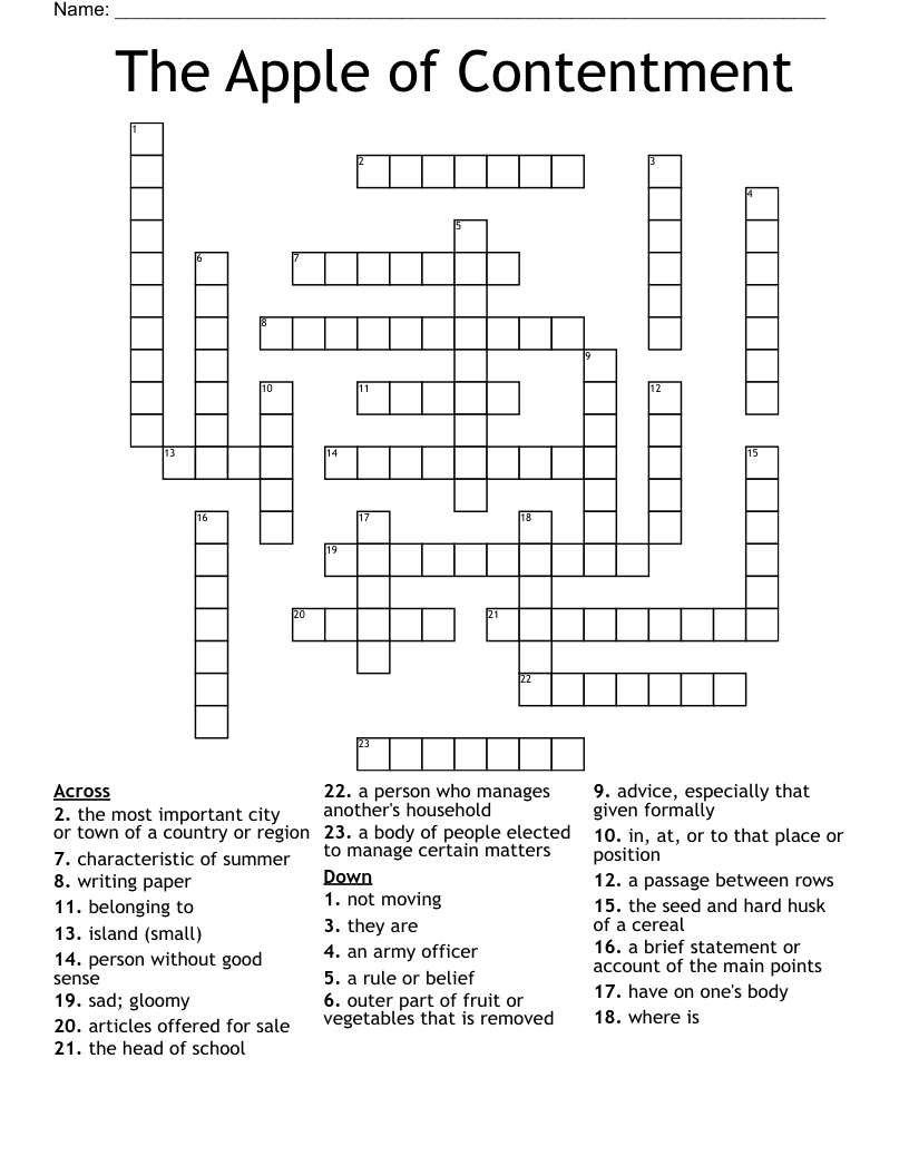 The Apple of Contentment Crossword