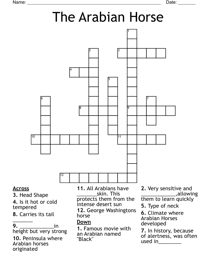 The Arabian Horse Crossword