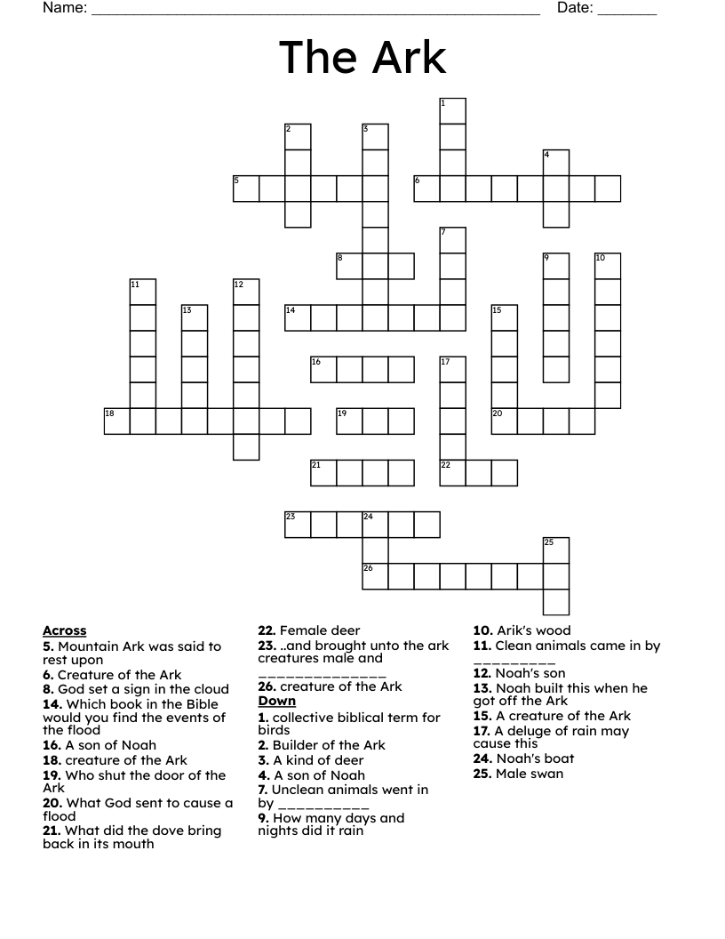The Ark Crossword